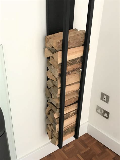 metal log storage box|wall mounted log store.